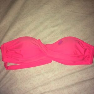 Pink bandeau bathing suit top